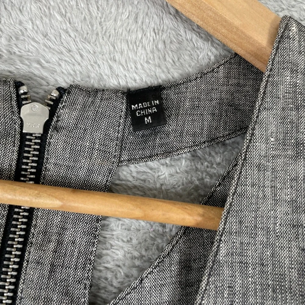 Y2K Bebe Vest Women Medium Gray Linen Blend Cage Back Button Front Waistcoat - Picture 3 of 10